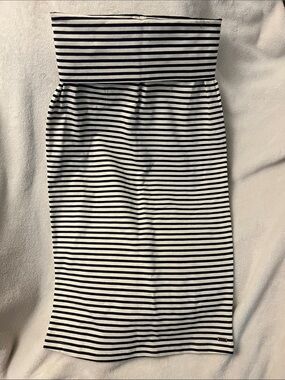 Roxy Navy and White Striped Pencil Skirt
